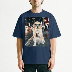 Golden Retriever Shades Cold Brew Neon Street Unisex T-Shirt Funny Dog Lover Tee