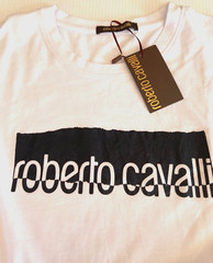 Roberto Cavalli White Logo Graphic Tee Size XL NWT$299