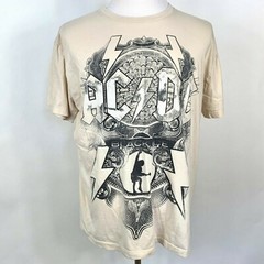 AC DC T-Shirt Black Ice Men XL Live Nation Beige Front Graphic Short Sleeve