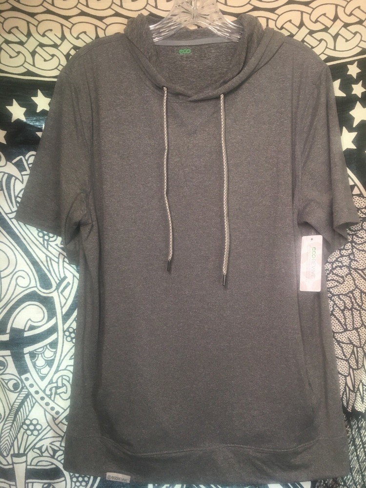Augusta Sportswear EcoRevive Unisex M Hood T-Shirt Gray Short Sleeve Pockets NWT