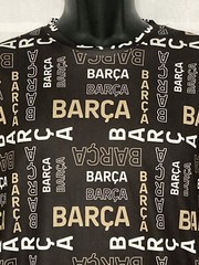 Barca FC Barcelona Mens Polyester Tshirt Sz L Black All Over Print Soccer Futbol
