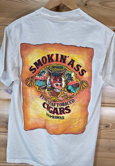 VTG Smokin Ass Cigars Kona Hawaii Tobacco T Shirt Men Medium Stain