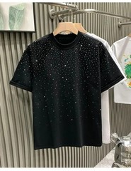 New Fashion Trend Rhinestone Hot Diamonds Summer Short Sleeve Luxury Men T-Shirt