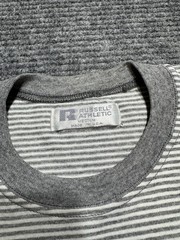 Vintage Plain Striped T Shirt Mens Medium Blank White Gray Boxy 80s 90s Russell
