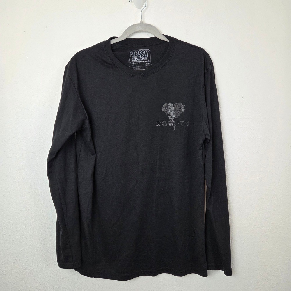 Fresh Laundry Mens Large Black Dont Kill My Vibe Graphic Long Sleeve T-Shirt