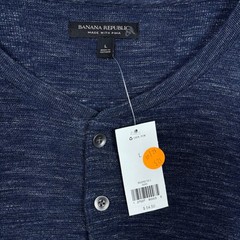 Banana Republic Mens Pima Cotton Modal Henley Shirt Blue Long Sleeve Large NEW