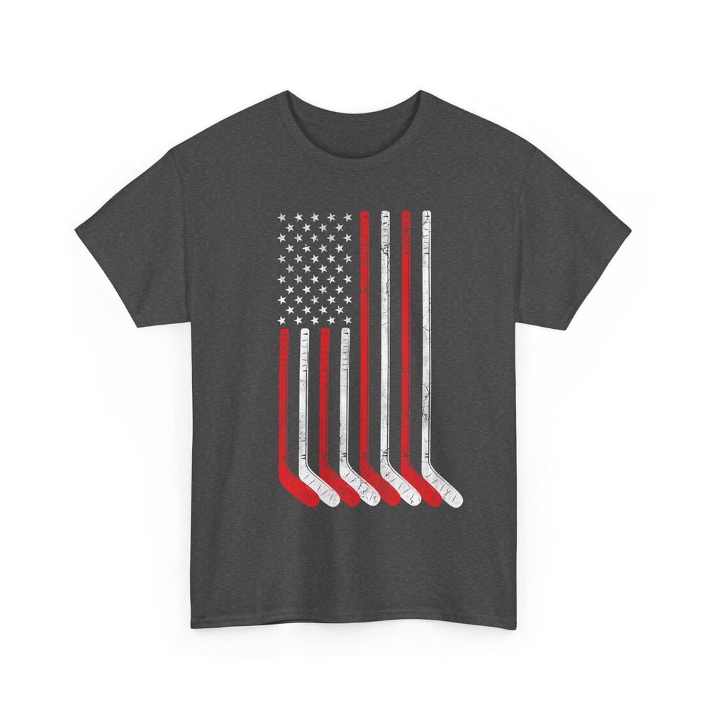 Ice Hockey T-Shirt, American Flag Hockey Stick Hockey Player Women Men Shirt
