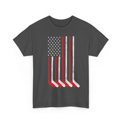 Ice Hockey T-Shirt, American Flag Hockey Stick Hockey Player Women Men Shirt