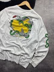 WU-TANG Hype Rare Big DragonLogo Streetwear White Longsleeve Unisex M Size