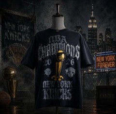 Nike Adult 2026 NBA Champions New York Knicks On-Court Crystal Locker T-Shirt XL