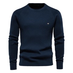 100% Cotton Men Sweaters Soild Color O-ne High Quality Mesh Pullovers