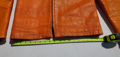 Vtg Bates Leather Motorcycle Racing Jacket Harley Orange w Stripes 1960’s L Cafe