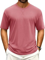 Men’s Cotton Drop Shoulder T Shirt Loose Fit Soft Casual Short Sleeve Summer Tee