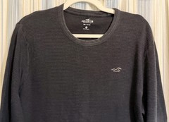 Hollister Men’s LS Waffle Knit Thermal Navy Blue Shirt – SZ/M