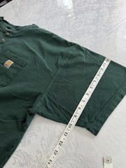 Carhartt Short-Sleeve Henley Tee in Forest Green with Chest Pocket size 2XL