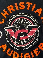 Christian Audigier Men’s T-Shirt Black Biker Garage Parts Motorcycle Y2K Size M