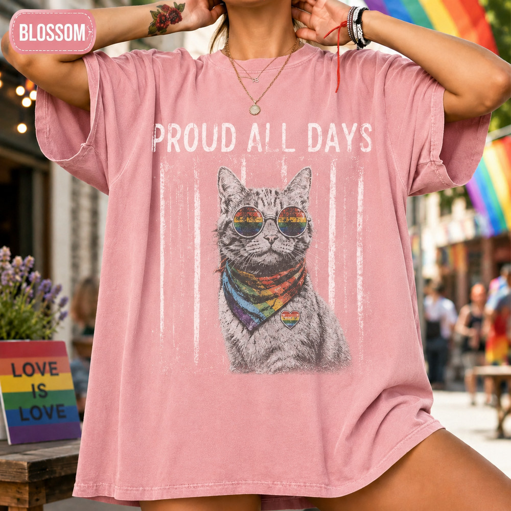Pride Cats Shirt LGBTQ Rainbow Cat Lover Graphic Tee