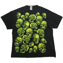 Y2K Liquid Blue Men’s L Black/Green Skull Graphic Tee