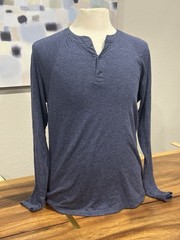 Faherty Cloud Cotton Henley Shirt Mens Medium Navy Long Sleeve Pima Modal