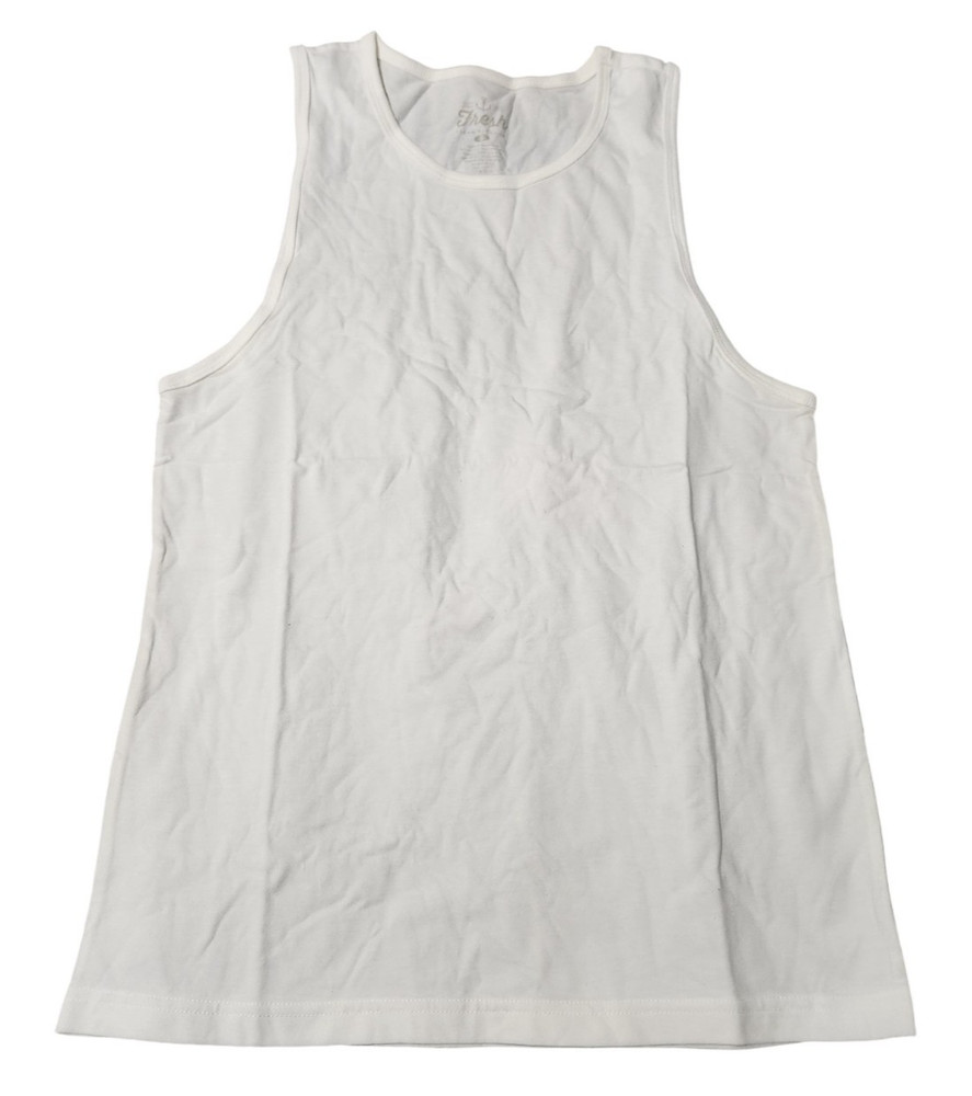 Fresh Clean Tees Mens S Tank Top Sleeveless Shirt White Cotton Blend Crewneck