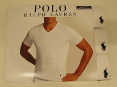 3 POLO RALPH LAUREN S M L XL SLIM FIT COTTON BLACK WHITE BLUE V NECK T SHIRTS