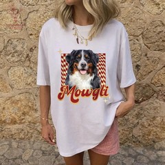 Custom Pet Portrait Photo Comfort Tee Personalized Dog Cat Lover Shirt