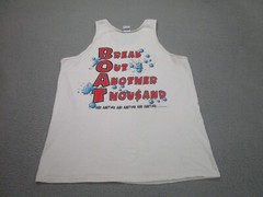 VINTAGE Pine Flat Lake Shirt Mens XL White Grunge Fisherman Tank Top Boat Marina