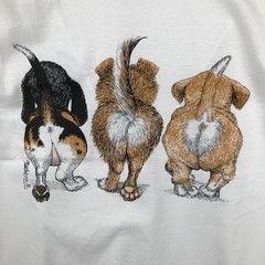 Used 90’S Hanes HEAVYWEIGHT 50/50 Dog Print Animal T-Shirt Men’s Size M (app…