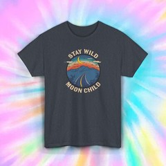 Stay Wild Moon Child T-Shirt Retro Boho Cosmic Hippie Tee S-5XL