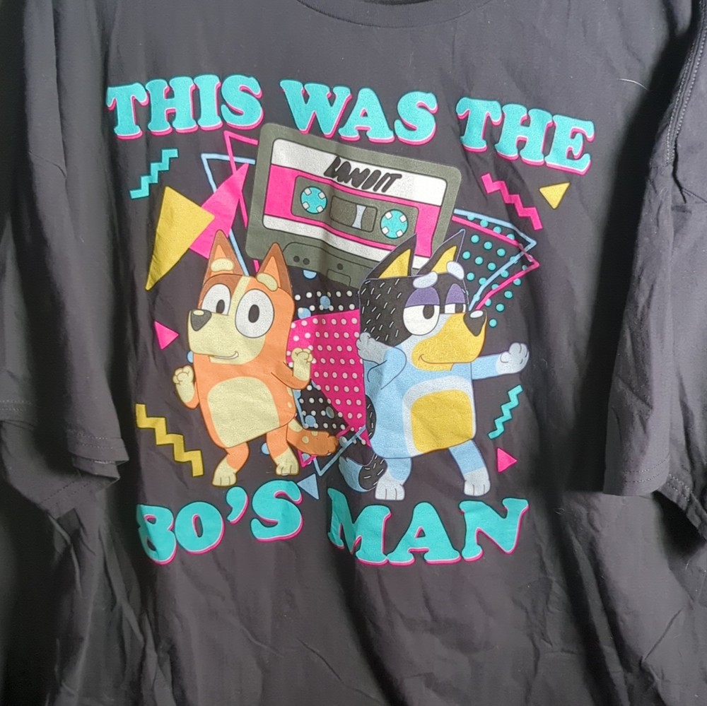 Bluey Mens 80’s Graphic Tee “This Was The 80’s Man” Adult Size 3XL (54/56)