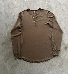 American Apparel Brown Thermal Henley Shirt Dexter Morgan USA Men’s Large