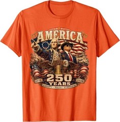 Retro America Washington Trump 1776 2026 250 Years US Flag T-Shirt
