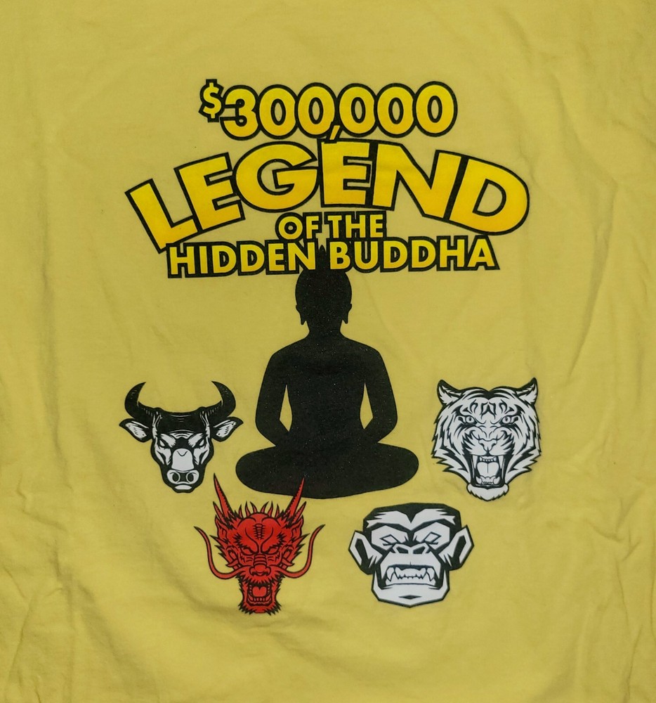 $300,000 Legend of The Hidden Buddha Men’s X-Large Yellow T-shirt Port & Company