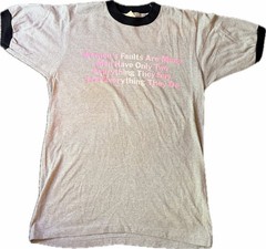 80s feminism/humor shirt Shirt w/ Contrast Black Trim Crew Neck Sz S