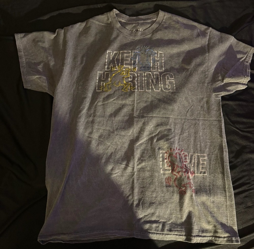 Keith Haring Graphic T-Shirt Size Large Gray