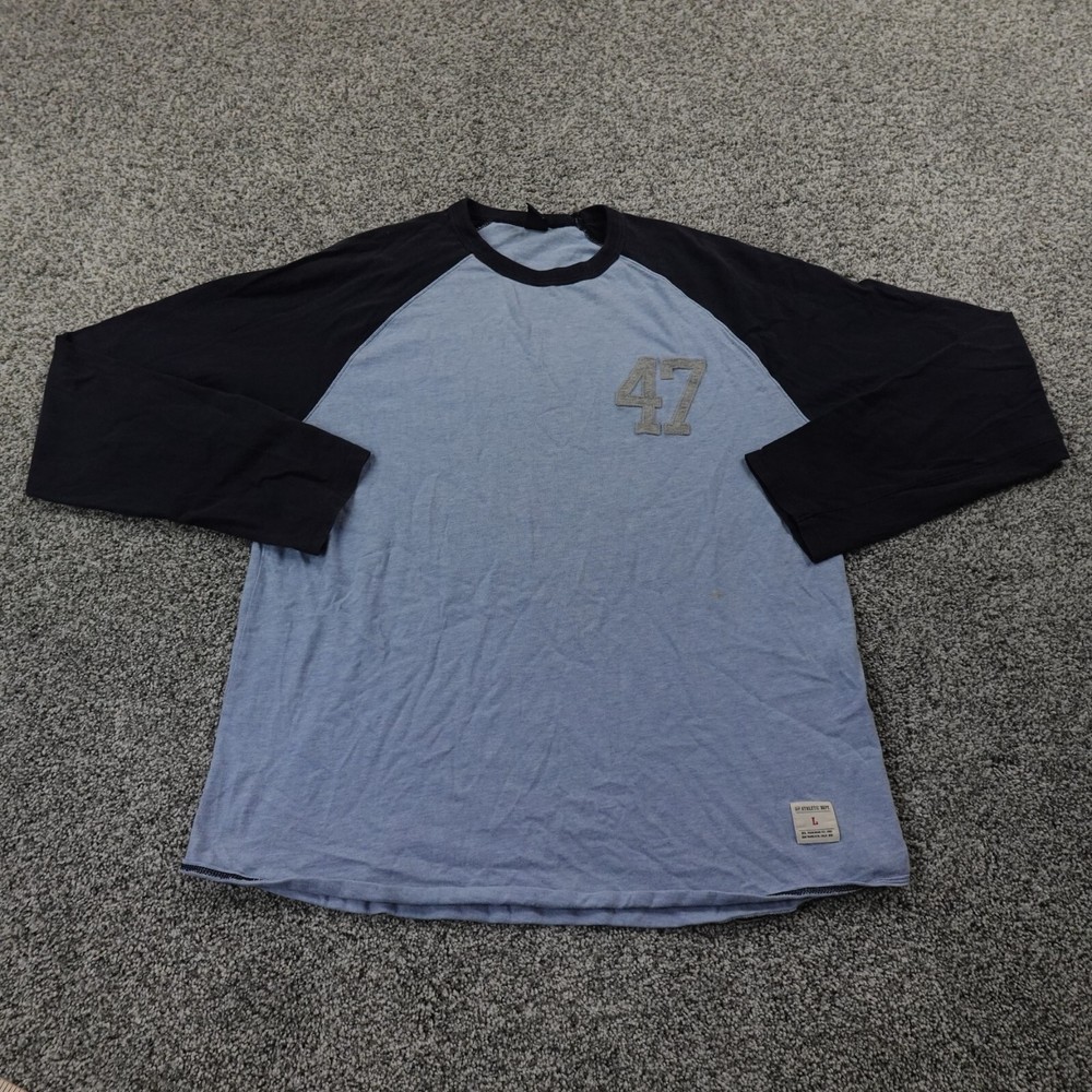 VTG Gap Shirt Mens L Blue Applique Raglan Long Sleeve Preppy Casual Athletic Y2K