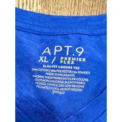 APT.9 Premier Flex Men’s T-Shirt XL Royal Blue Solid V-Neck Lounge Tee Excellent