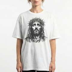 Jesus Christ Crown Thorns Christian Faith Religious T-Shirt Cross Gift Tee