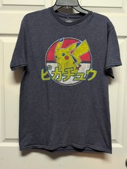 Pikachu Pokemon Poke ball Men’s T Shirt Size M Blue Short. Sleeve