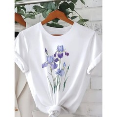 Women’s Round-neck Short-sleeve T-shirt Butterfly Print Casual Fashion T-shirt √