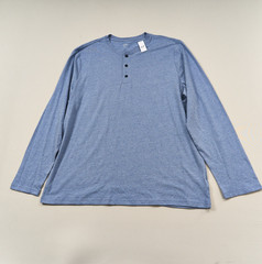 Gap Long Sleeve Henley Shirt Mens XXL Blue Everyday Soft Cotton Poly Blend NEW