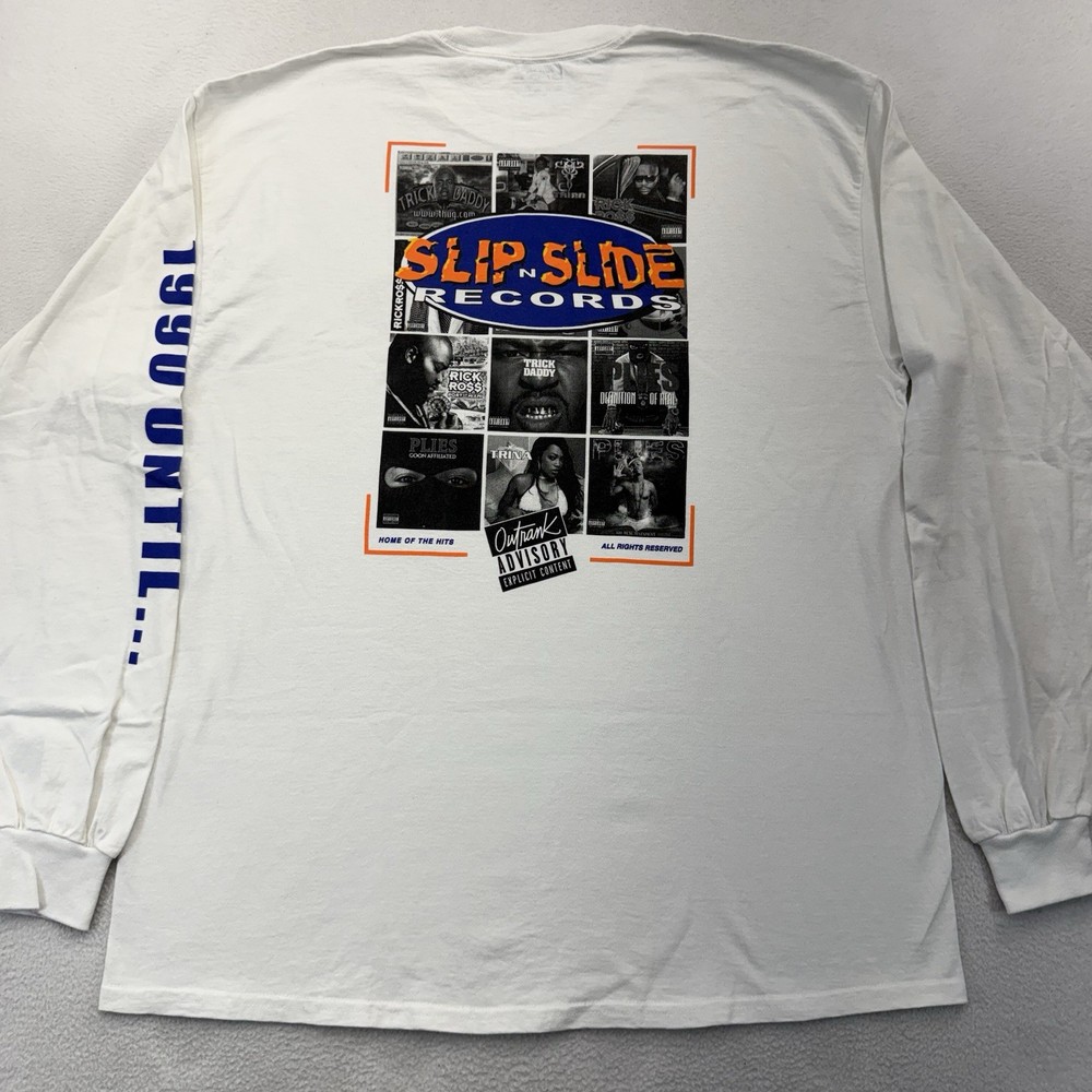Outrank Brand Men’s Slip N Slide Records T-Shirt 2 Sided Graphic T-Shirt XL