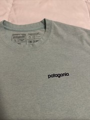 Patagonia Mens Responsibili-Tee Size Size L Light Blue Logo Short Sleeve