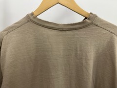 VTG Gradient Sun Faded Thrashed Worn WIP Henley Short Sleeve Pocket T-Shirt M
