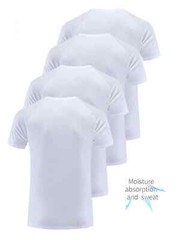 4-Pack White black Men’s T-Shirt Thin Solid color Quick Drying Breathable