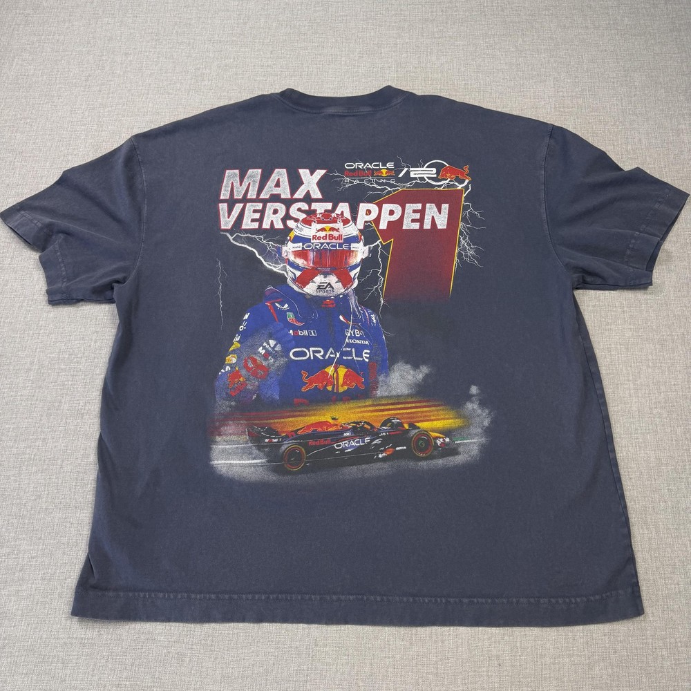 Hollister F1 Racing Max Verstappen T-Shirt Mens XL Faded Black Short Sleeve