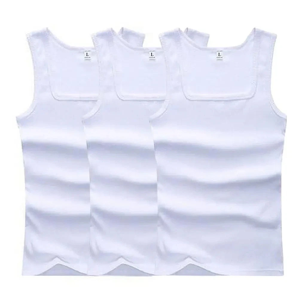 3PCS Men’s Cotton Tank Tops Sleeveless Muscle Vest U Neck Gym Fitness Shirts