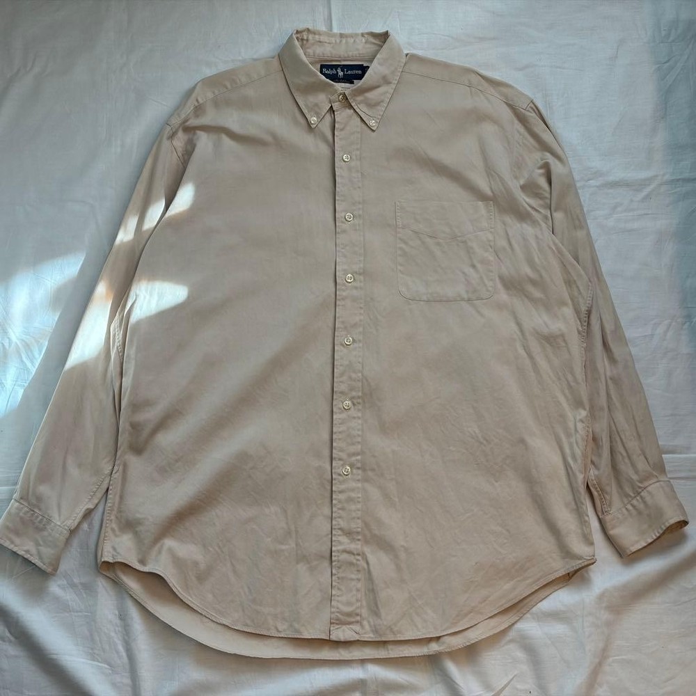 Ralph Lauren BLAKE Cotton Kanoko Shirt L Beige for 14Y+ Japan