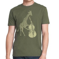 Giraffe Playing Bass T Shirt- Men’s Music Animal Tee- Guys Graphic Screen Print