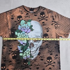 DOM It’s All About The Art Adult Unisex L T-Shirt Skull With Flowers Black